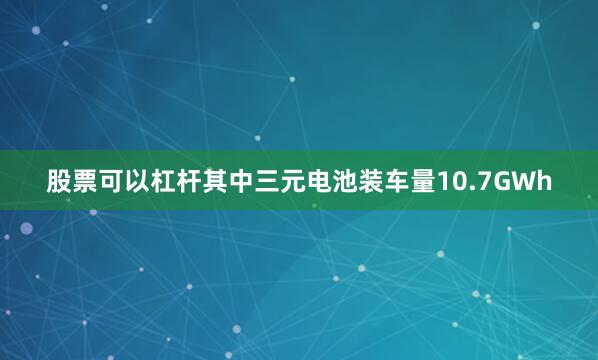 股票可以杠杆其中三元电池装车量10.7GWh
